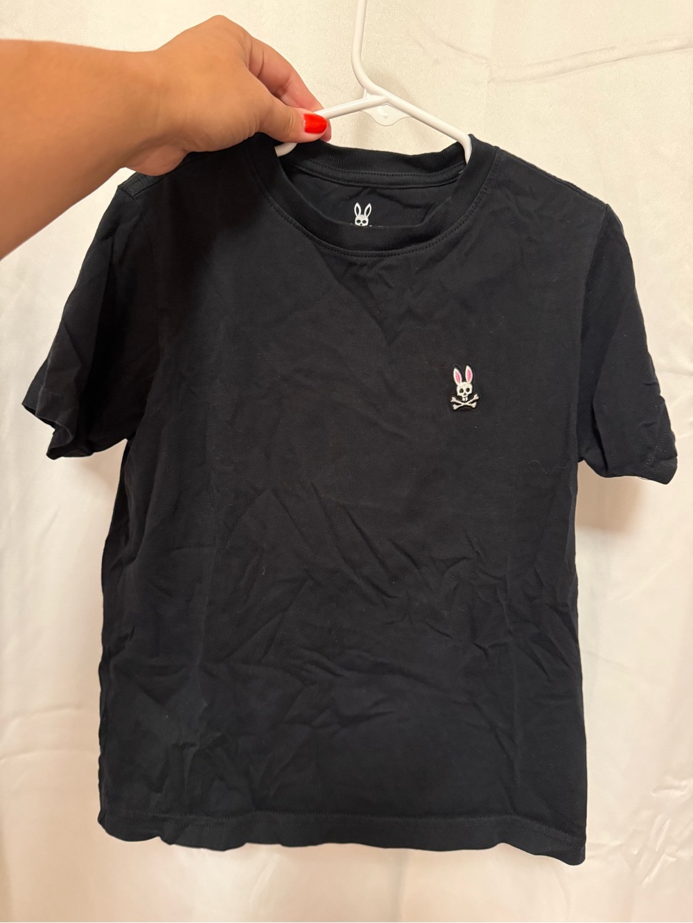 Psycho Bunny Black Short Sleeve Tee with Pink-Eared Bunny Skull